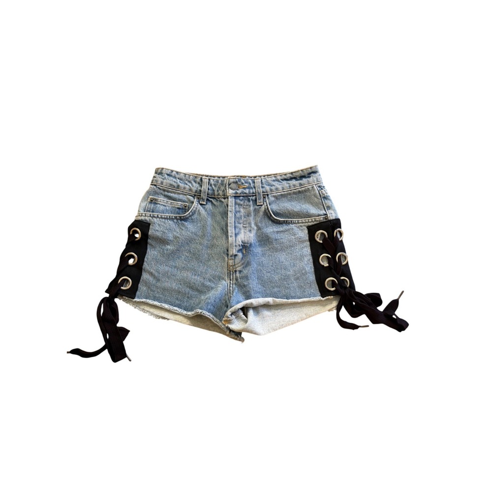 Carmar Denim Lace Up Side Grommet High Waisted Jean Shorts Light Wash Size 27